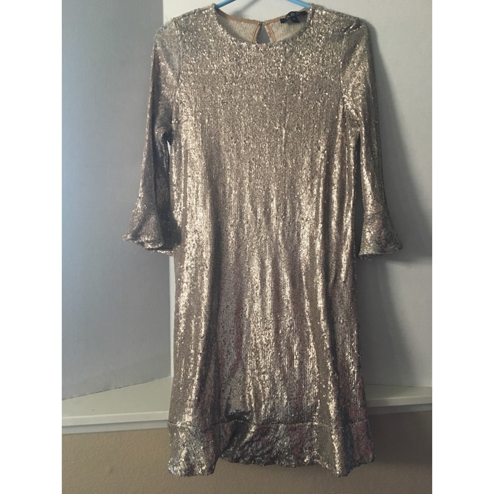 NWOT ABS collection gold sequin long sleeve dress